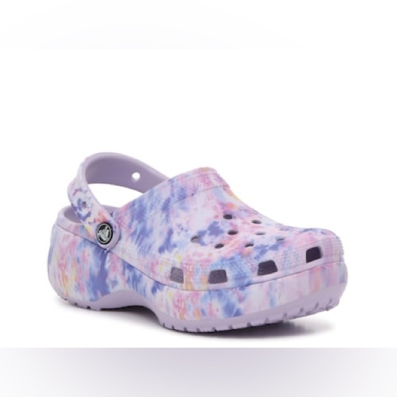 Crocs Classic Platform Slip On Clog Purple Pink Tie Dye - Picture 2 of 10